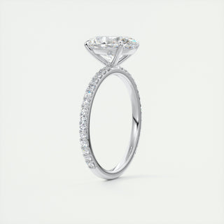 2CT Oval Moissanite Diamond Engagement Ring With Pave Setting