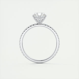 2CT Oval Moissanite Diamond Engagement Ring With Pave Setting