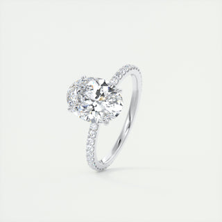 2CT Oval Moissanite Diamond Engagement Ring With Pave Setting