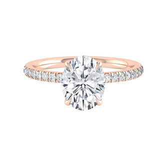 Bague de fiançailles en moissanite à taille ovale et sertissage pavé de 1,91 ct