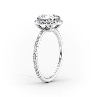 Bague de fiançailles avec halo de diamants CVD émeraude 1,0 -3,0 avec sertissage pavé