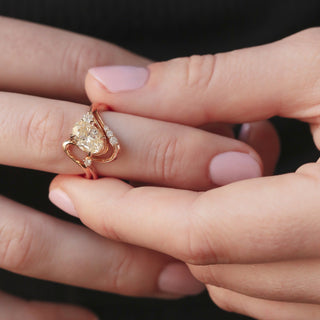 Ensemble de bagues de mariage uniques avec diamants CVD ovales de 1,70 à 3,50 ct