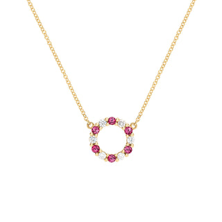 Collier avec pierre de naissance de juillet et diamants en rubis rond de 0,40 ct