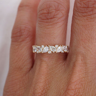 0.98 TCW Round & Pear CVD Diamond Cluster Wedding Band