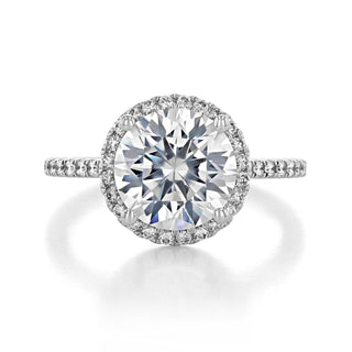 3.50ct Round Halo Micro-Prong Moissanite Engagement Ring