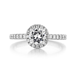 1.28ct Round Cut Halo Micro Prong Moissanite Engagement Ring