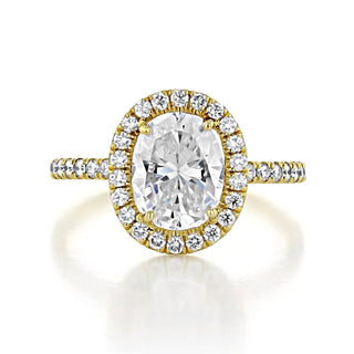 Bague de fiançailles avec halo de diamants en moissanite pavée ovale de 1,33 ct pour elle