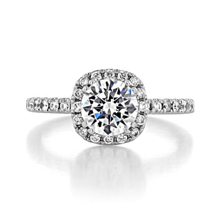 Bague de fiançailles solitaire en moissanite à 4 griffes et halo de 1,28 ct avec brillant rond 