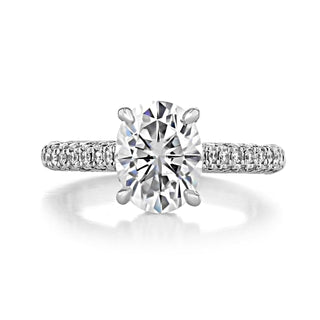 1.93ct Oval Cut Hidden Halo 4 Prong Moissanite Engagement Ring - ELITE CARAT