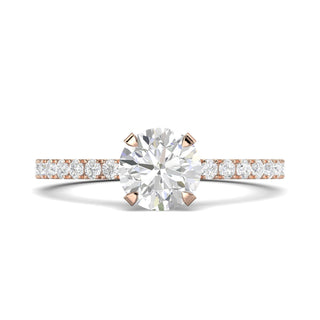 Bague de fiançailles pavée de diamants ronds F-VS1 de 1,03 ct cultivés en laboratoire 