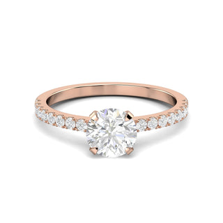 Bague de fiançailles pavée de diamants ronds F-VS1 de 1,03 ct cultivés en laboratoire 