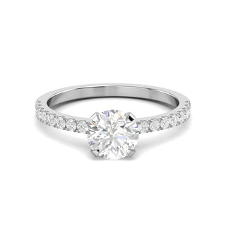 Bague de fiançailles pavée de diamants ronds F-VS1 de 1,03 ct cultivés en laboratoire 