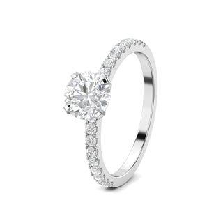 Bague de fiançailles pavée de diamants ronds F-VS1 de 1,03 ct cultivés en laboratoire 