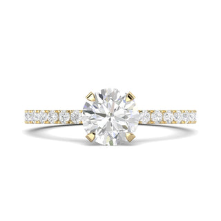 1.03ct Round F- VS1 Lab Grown Diamond Pave Engagement Ring