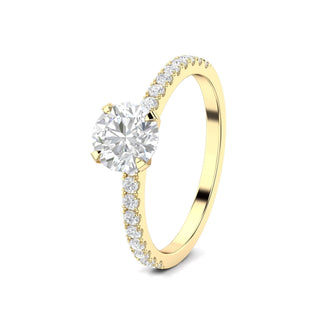 Bague de fiançailles pavée de diamants ronds F-VS1 de 1,03 ct cultivés en laboratoire 