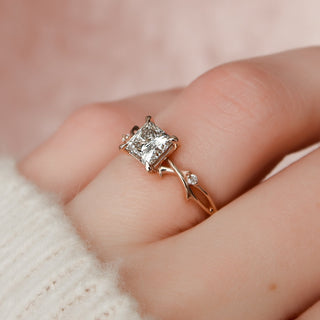 1.0 -3.0 Shape Princess Twig Engagement Ring