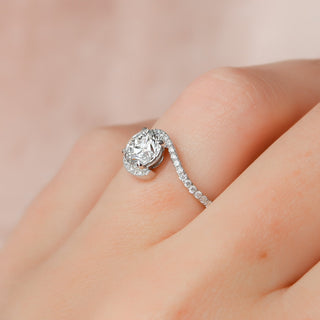 Bague de fiançailles avec diamants taille ronde CVD de 1,0 à 3,0 ct sertis en dérivation