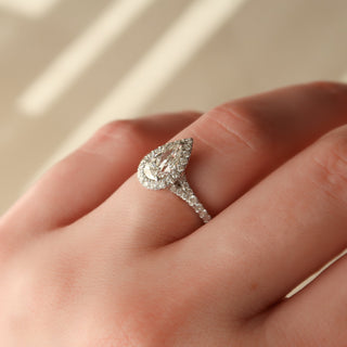 2.0 - 4.0 CT Pear Cut CVD Diamond Halo & Pave Engagement Ring