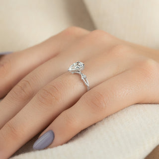 1.0 - 2.50 CT Pear Cut CVD Diamond Twig Setting Engagement Ring