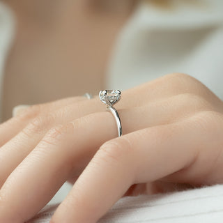 Anillo de compromiso con halo oculto de diamantes CVD de talla redonda de 1,0 a 3,0 quilates