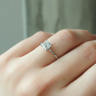 1.0 -3.0 Cut Princess Hidden Halo Engagement Ring