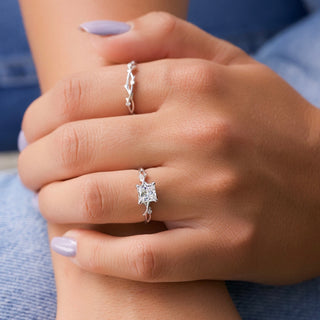 1.0 -3.0 Shape Princess Twig Engagement Ring