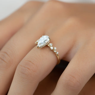 Bague de fiançailles avec diamants taille poire CVD de 1,0 à 3,0 ct