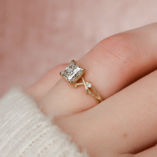 Bague de fiançailles en forme de princesse avec sertissage en brindille de 1,50 à 3,50 carats