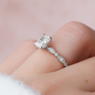 2.0 - 4.0  CT Radiant Cut CVD Diamond vintage Engagement Ring