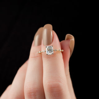 2.0 - 4.0 CT Elongated Cushion Cut CVD Diamond Hidden Halo & Dainty Style Engagement Ring