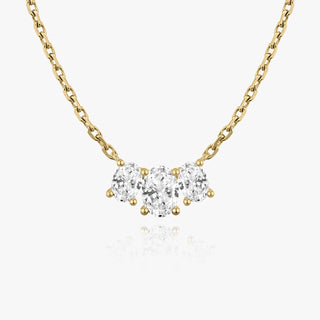 Collier à trois pierres avec diamants cultivés en laboratoire ovale F-VS 1,0 TCW