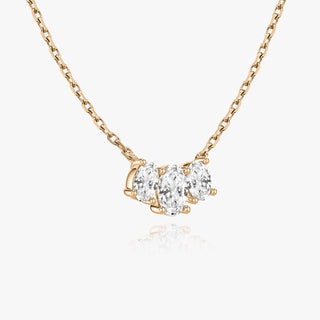 Collier à trois pierres avec diamants cultivés en laboratoire ovale F-VS 1,0 TCW