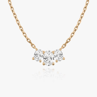 Collier à trois pierres avec diamants cultivés en laboratoire ovale F-VS 1,0 TCW