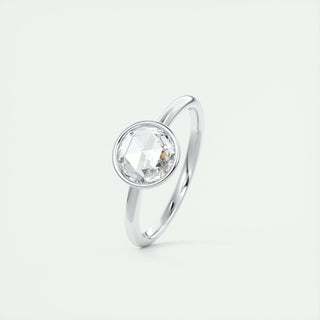 1.19CT Bezel Set Round Rose Cut Moissanite Engagement Ring