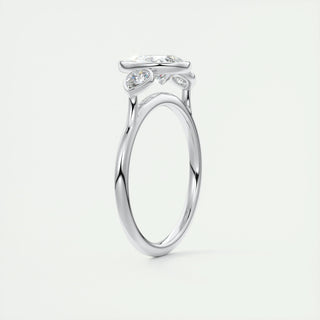 1.33CT Bezel Set Pear Shape Three Stone Moissanite Engagement Ring