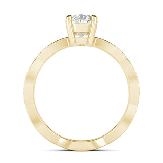 Bague de fiançailles en diamants à pavé torsadé taille ovale de 1,33 ct en moissanite 