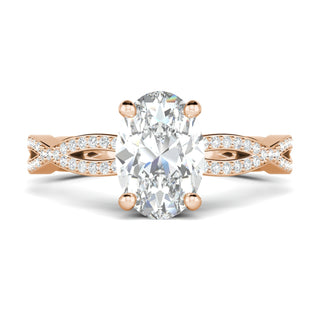 Bague de fiançailles en diamants à pavé torsadé taille ovale de 1,33 ct en moissanite 