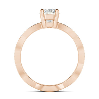 Bague de fiançailles en diamants à pavé torsadé taille ovale de 1,33 ct en moissanite 