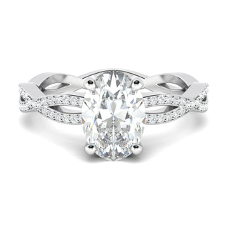 Bague de fiançailles en diamants à pavé torsadé taille ovale de 1,33 ct en moissanite 