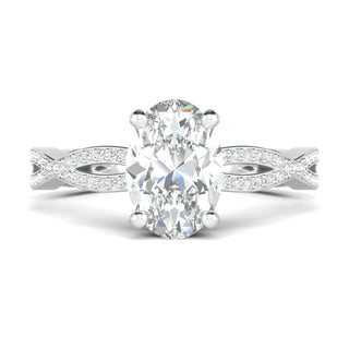 Bague de fiançailles en diamants à pavé torsadé taille ovale de 1,33 ct en moissanite 