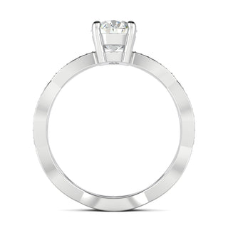 Bague de fiançailles en diamants à pavé torsadé taille ovale de 1,33 ct en moissanite 