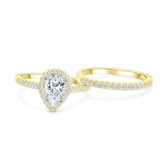 Bague de fiançailles avec diamant halo en moissanite taille poire de 1,33 ct 