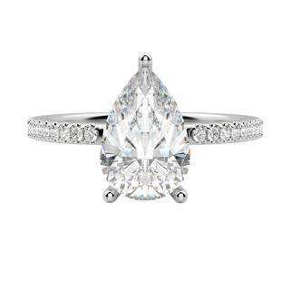 Bague de fiançailles en diamants taille poire pavés de moissanite de 1,33 ct 