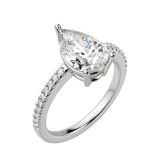 1.33CT Pear Cut Pave Moissanite Diamond Engagement Ring