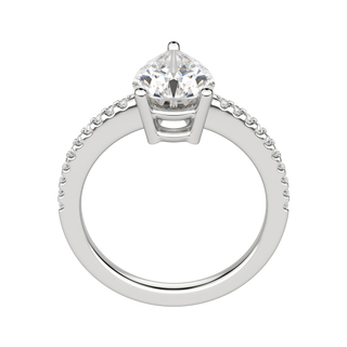 1.33CT Pear Cut Pave Moissanite Diamond Engagement Ring