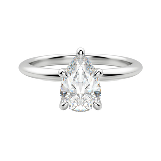 1.33CT Pear Hidden Halo Diamond Solitaire Moissanite Engagement Ring