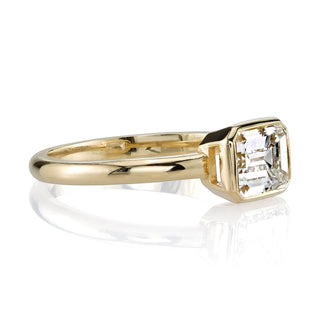 2.15 ct Emerald Cut East West Solitaire Moissanite Diamond Bezel Engagement Ring - ELITE CARAT