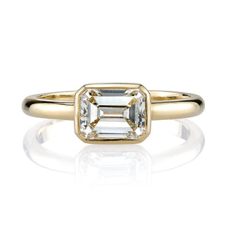 2.15 ct Emerald Cut East West Solitaire Moissanite Diamond Bezel Engagement Ring - ELITE CARAT