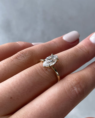 Bague de fiançailles avec diamant solitaire taille marquise de 1,50 ct F/VS1 cultivé en laboratoire 