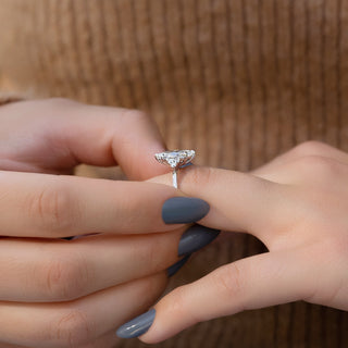 Bague de fiançailles en forme de grappe de diamants taille marquise CVD de 2,0 à 4,0 carats